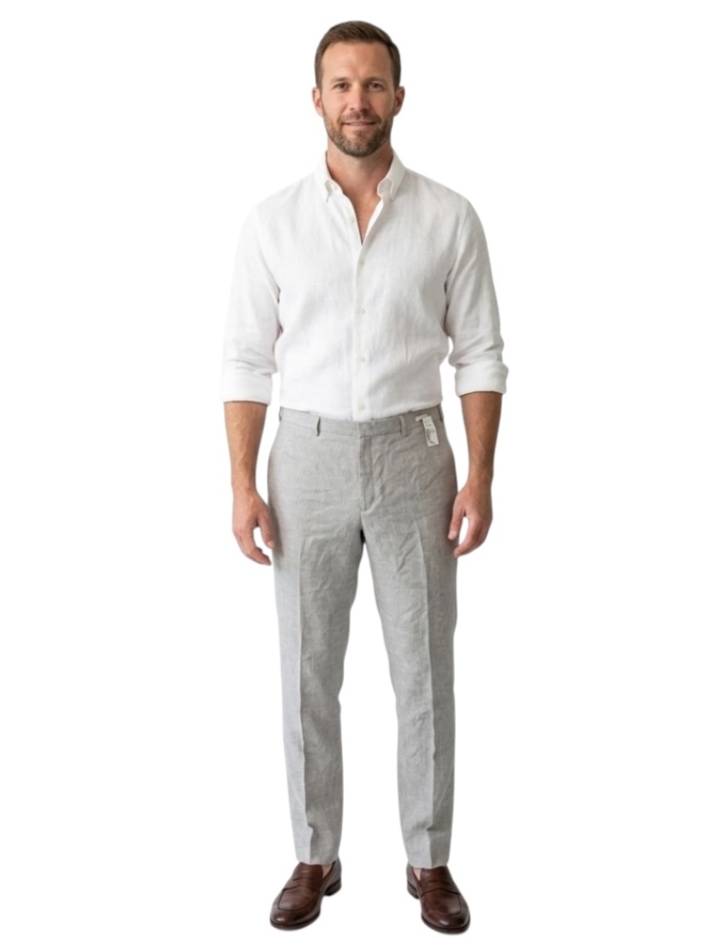 Jos. A. Bank 1905 Slim Fit 100% Linen Pants 44x32 Light Gray Old Money NWT